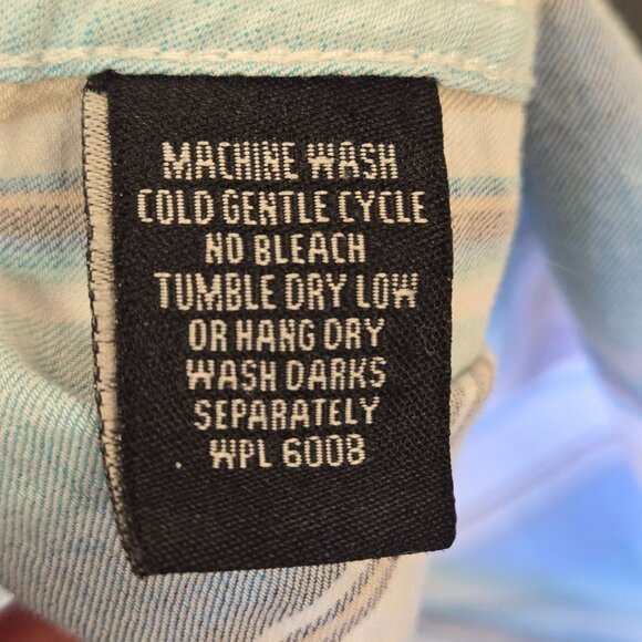 Rock & Roll Denim Pearl Snap Mens Modern Fit Western Striped Button-Down Shirt M - Picture 8 of 9